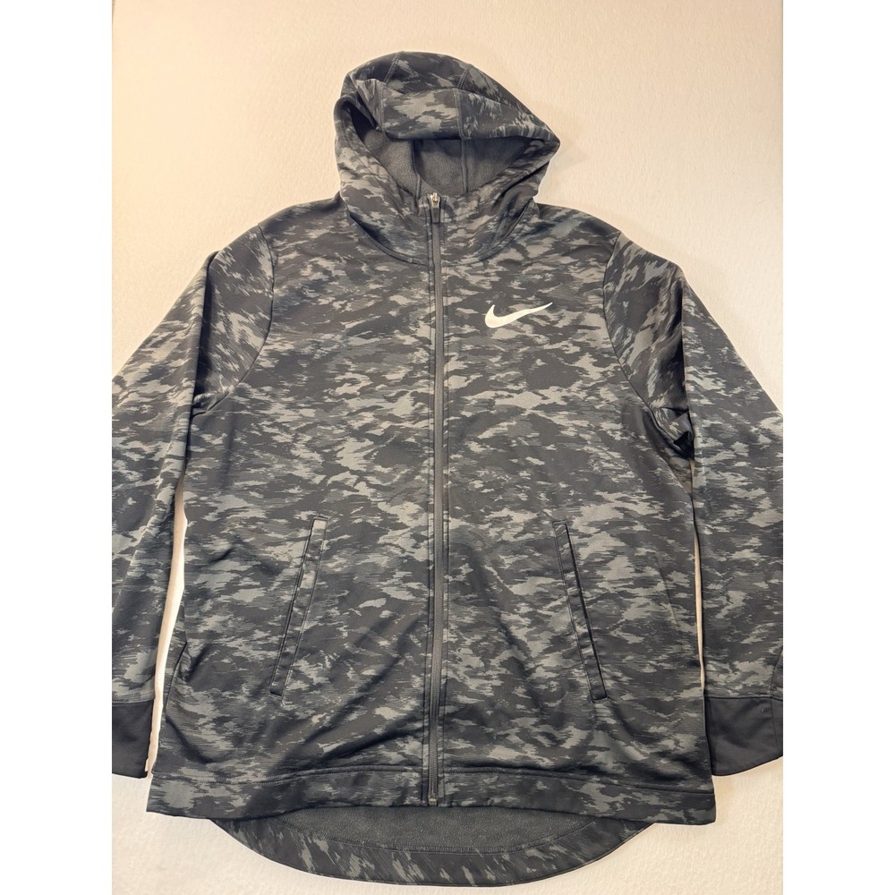 Nike Basketball Mens Full Zip Hoodie XL Gray Camo Dri-FIT Mockneck Performance